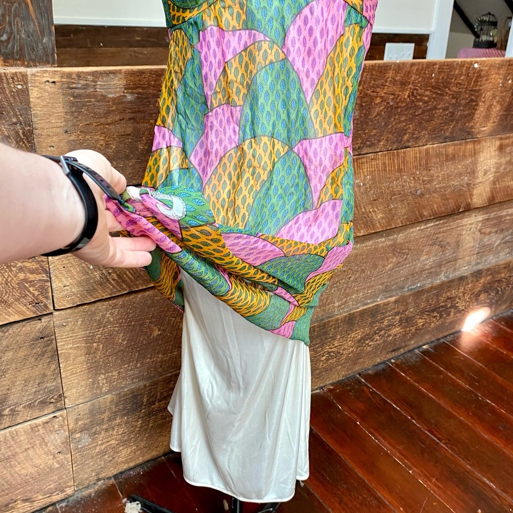 Parameter Fairytale Peacock Patchwork Silk Dress - image 8